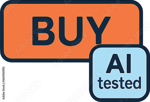 Button 'Buy' with a tiny 'AI tested' tag Illustration