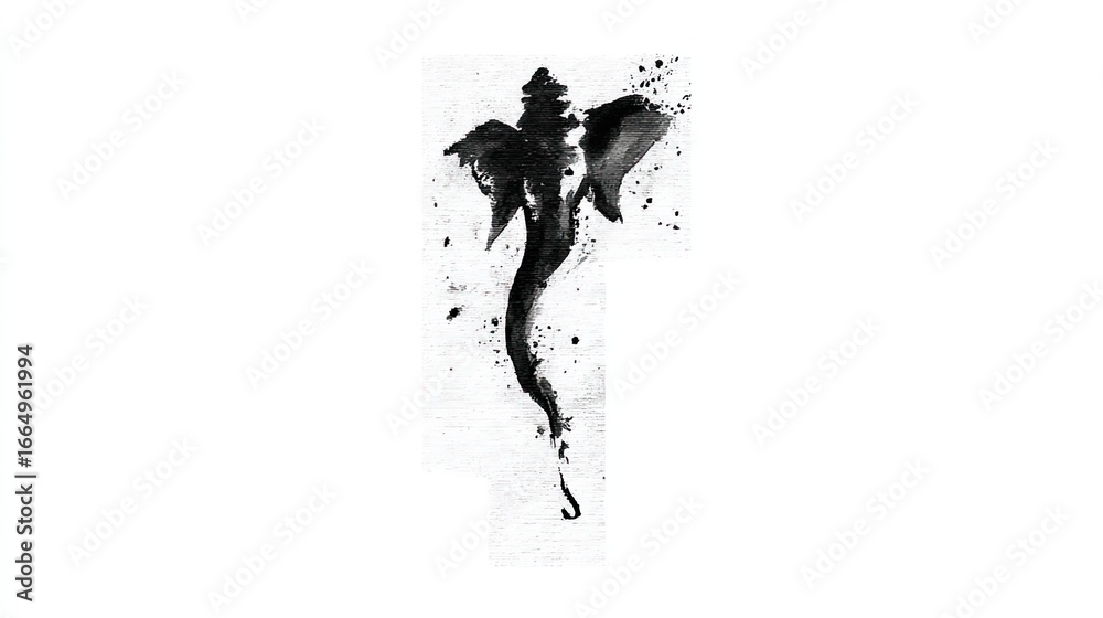 Obraz premium Minimal Sketch of Ganesha Sacred Art Digital Space Outline Design Artistic View Cultural Concept