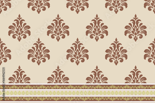 Beige Victorian Damask Luxury Pattern