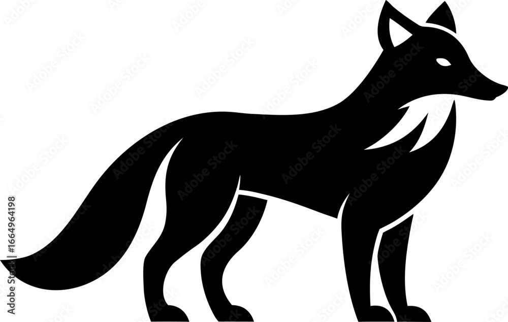 Obraz premium An Arctic Fox Minimalist Vector Icon Solid Black