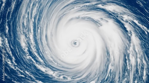 Powerful Hurricane Swirling Over Ocean with Cloud Spiral Formation