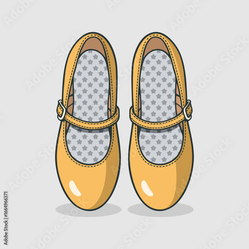 Yellow Mary Jane shoes in elegant style, classic fashion and feminine footwear