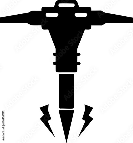 Jackhammer Silhouette Vector Illustration Black and White