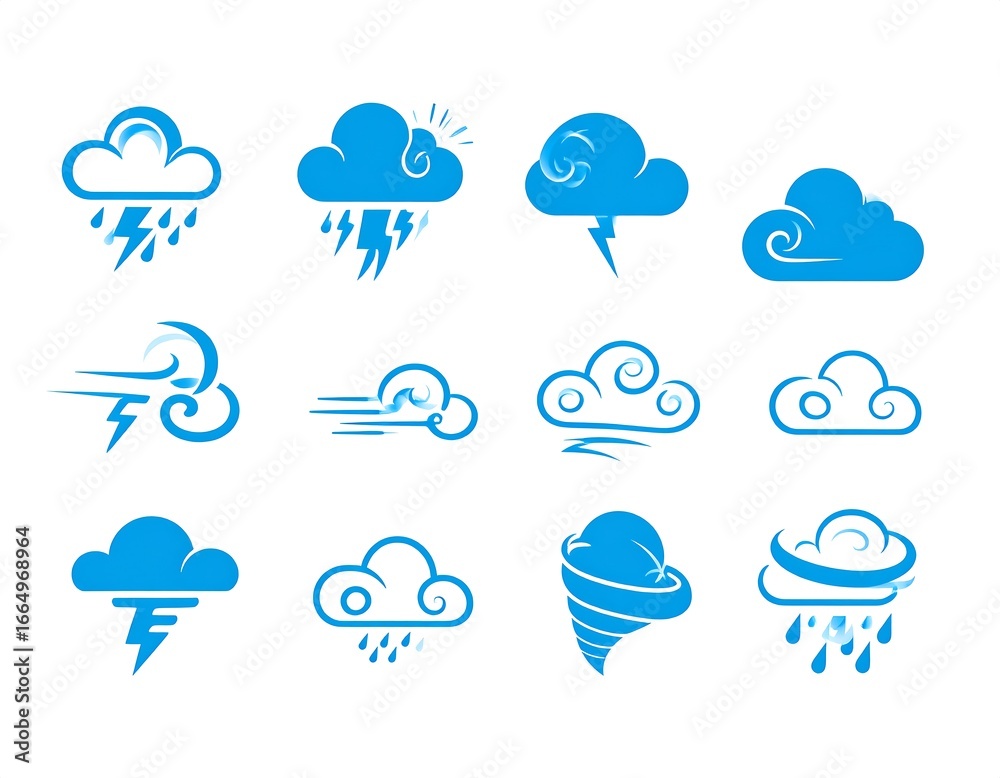 Obraz premium Collection of blue weather icons