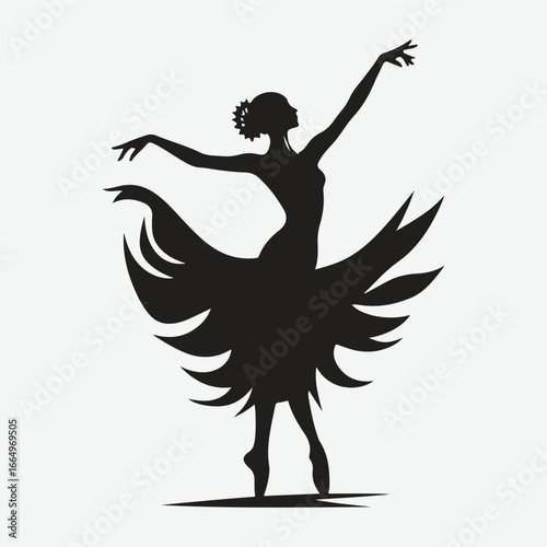 silhouette of Asian classical dancing girls