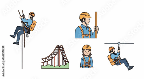Adventure sports - Climbing and zip-lining with safety equipment.