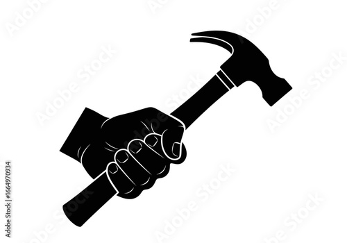 Silhouette of a Hand Firmly Gripping a Claw Hammer