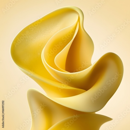 Abstract Yellow Fluid Sculpture 3D Render