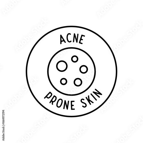 Acne Prone Skin with Spot Symbol Vector Round Icon