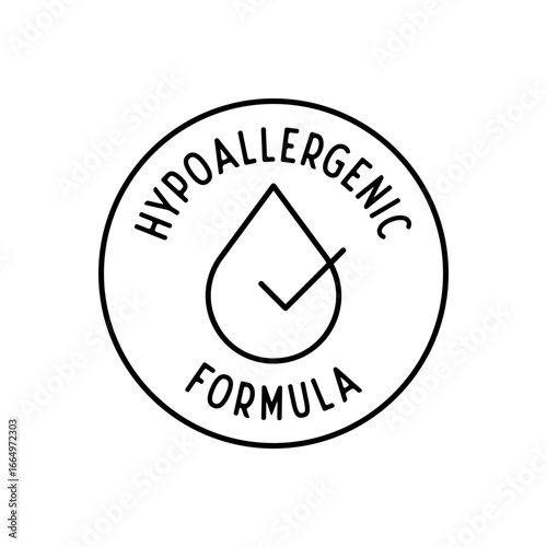 Hypoallergenic Formula with Correct Check Mark on Droplet Symbol Vector Round Icon