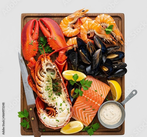 Seafood Platter Lobster Oysters Shrimp