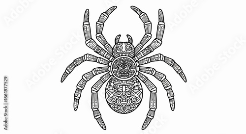 Intricate spider illustration with detailed design and structure.