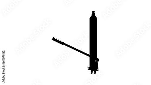 Ton Long Ram Hydraulic Jack, black isolated silhouette
