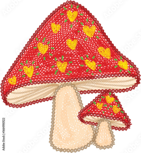 Crochet Mushroom Vector Art. Clipart of crochet mushroom.