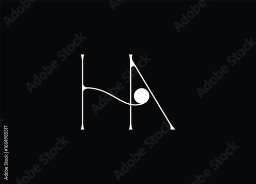 HA Logo Design Vector. Elegant Monogram Logo Design