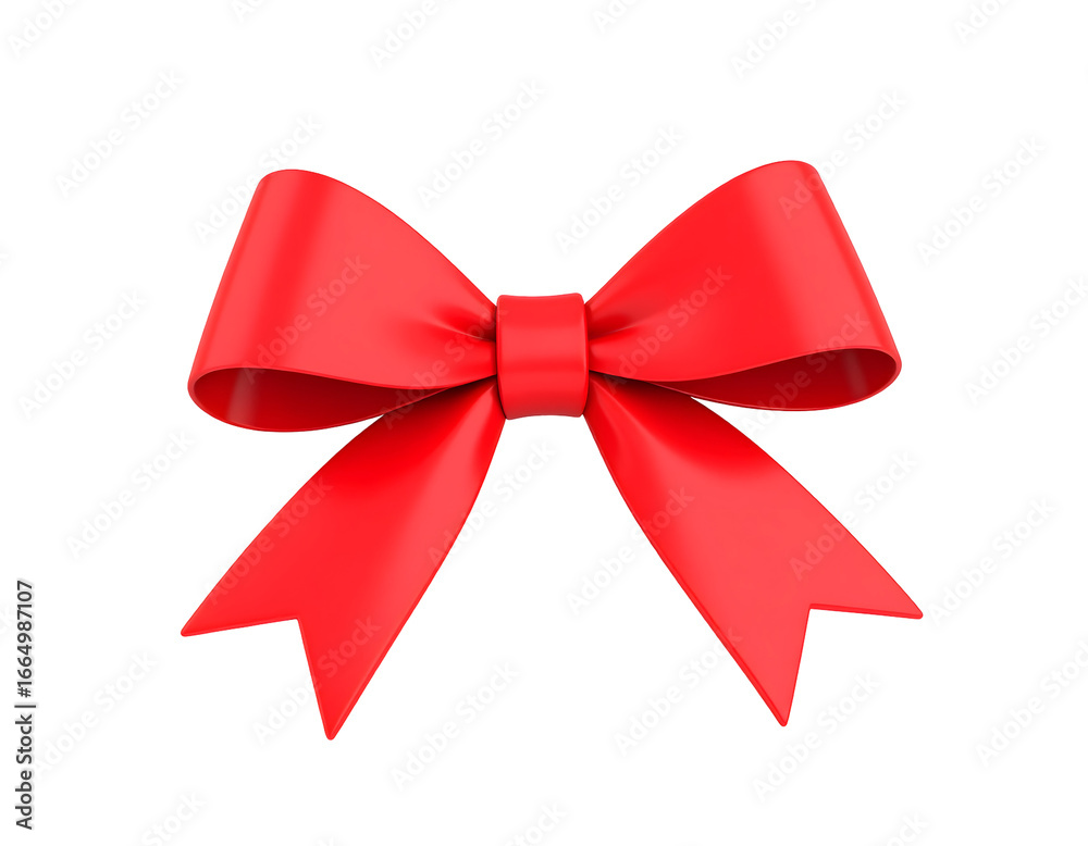 Fototapeta premium A vibrant red bow, beautifully tied and elegantly shaped, presents a classic symbol of celebration and festive decoration.