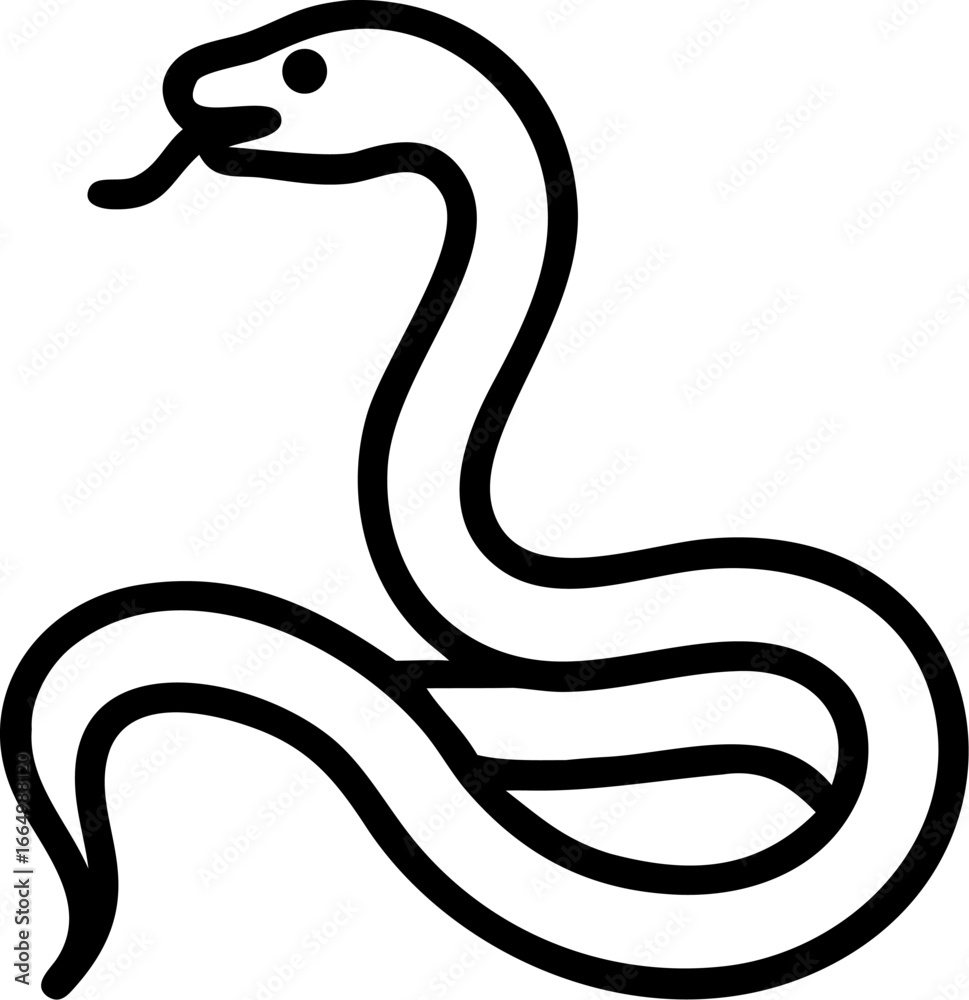 Fototapeta premium snake vector icon on white or transparent background. pest control or insect control icons items Stroke icon collections. Editable Stroke icon collection Outline icon.