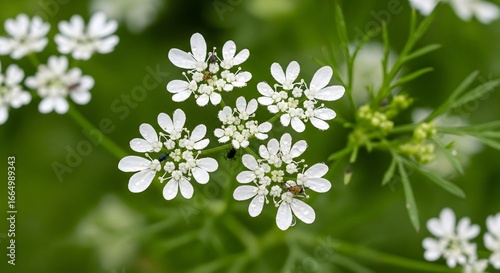 White Coriander Flower Closeup