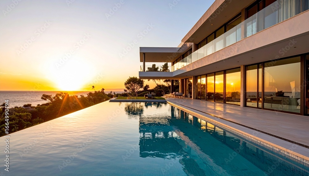 Obraz premium A new, luxury residential villa with a modern architectural design