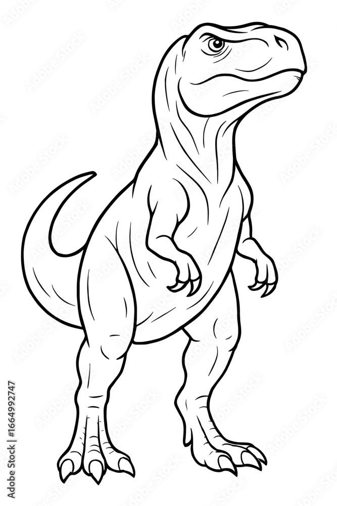 Obraz premium A detailed illustration of a Tyrannosaurus Rex, a formidable predator from a prehistoric era, meticulously rendered with lines and shadows. The artwork captures the essence of the dinosaur.