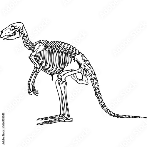 Kangaroo Skeleton Anatomy Illustration line art black and white zoology wildlife australia australian wildlife bones skeletal system animal anatomy