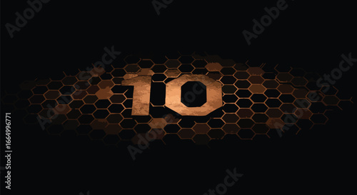Number 10 Grunge Texture Hexagon Background Industrial Design
