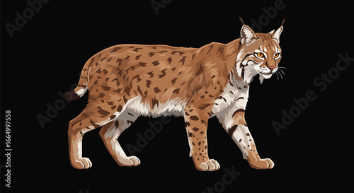 Majestic Eurasian Lynx Walking in the Night Wildlife Photo