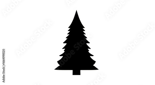 Silhouette of a Black Pine Tree on White Background for Nature and Eco Design
