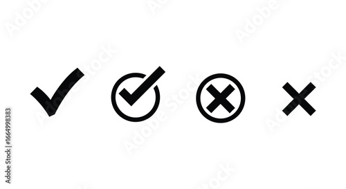 Checkmarks and crosses icons in black on white background