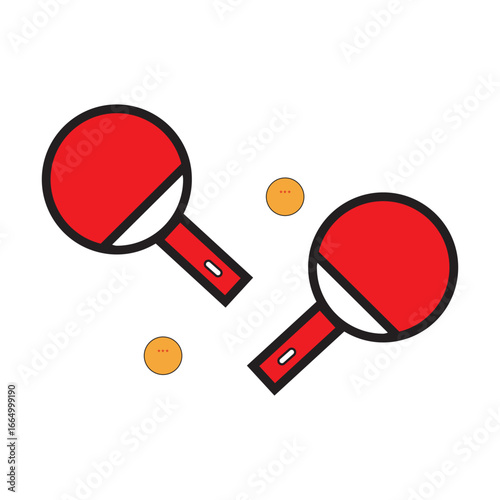 Table Tennis Icon with Ping Pong Balls A vibrant and playful illustration of table tennis paddles and balls.