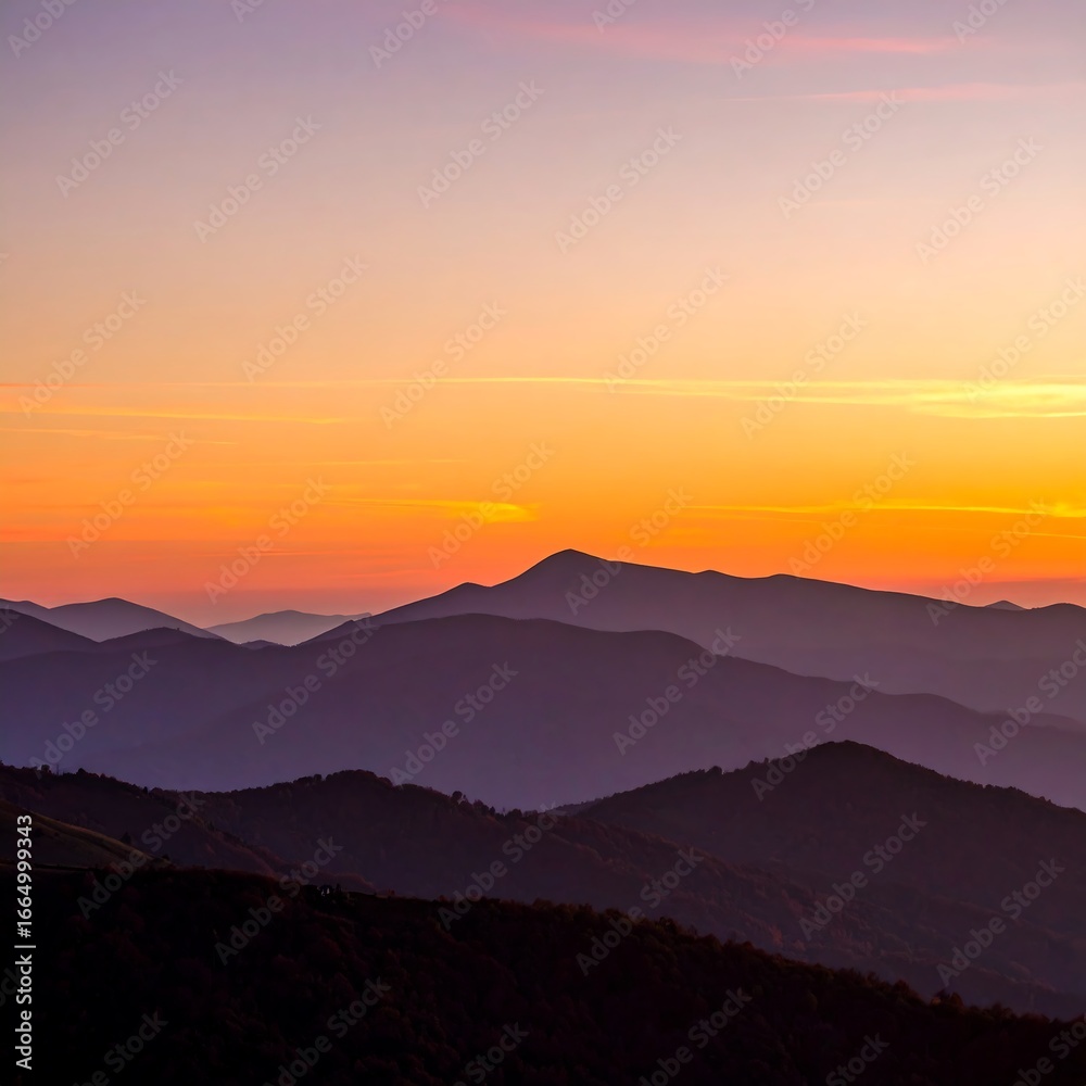 Fototapeta premium Mountain range sunrise panorama