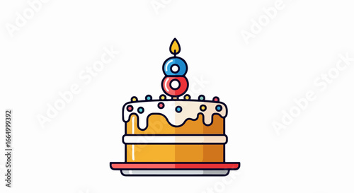 Birthday cake with candle and sprinkles.