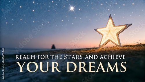 Reach for the Stars with Lighted Star Symbolizing Dreams and Aspirations