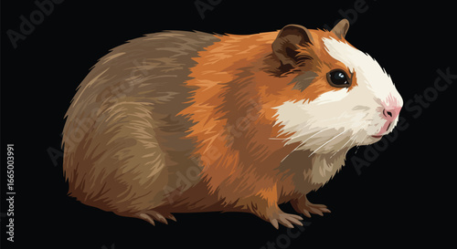 Adorable Guinea Pig Portrait Studio Shot on Black Background