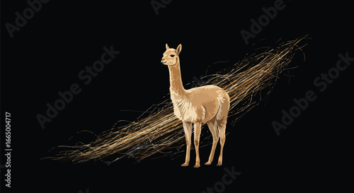 Vicu a on Black Background Elegant Wildlife Image for Design Projects