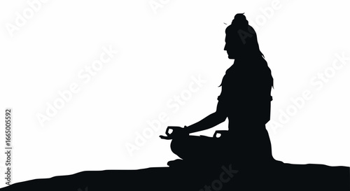 Silhouette of Lord Shiva Meditating in Lotus Position