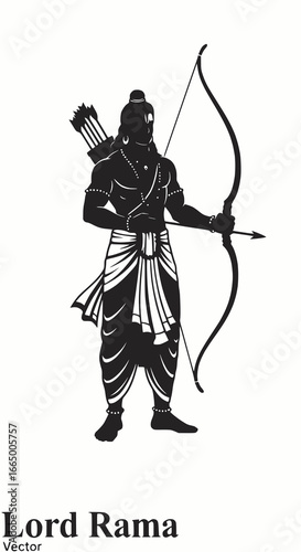 Lord Rama Silhouette: Hindu Deity Vector Illustration