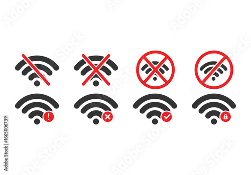 Collection of wi fi signal icons showing connection status and errors