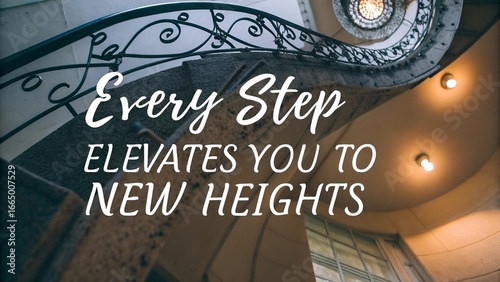 Inspirational Spiral Staircase with Motivational Text for Growth