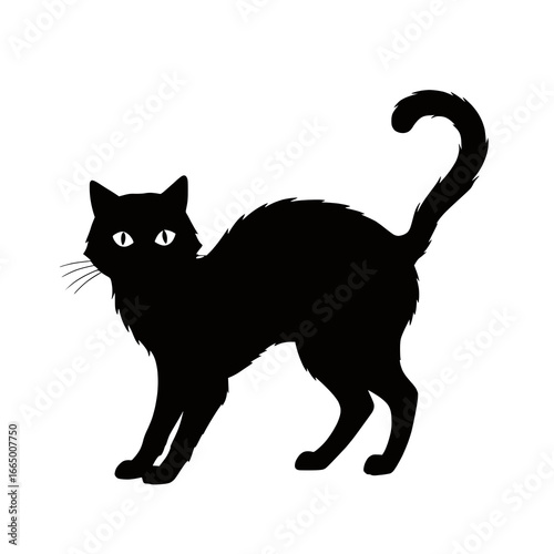 Spooky Black Cat Silhouette: Halloween Vector Illustration
