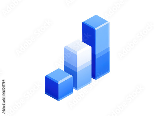Free Download Three dimensional bar graph icon, stylized in shades of blue and white - GFXLoad