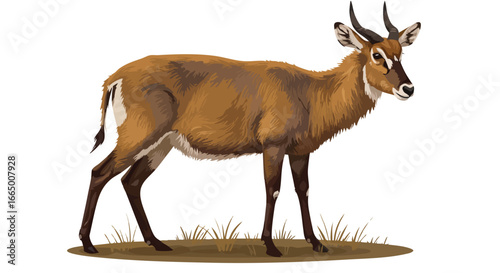 Waterbuck Antelope Illustration Wildlife Animal Side Profile