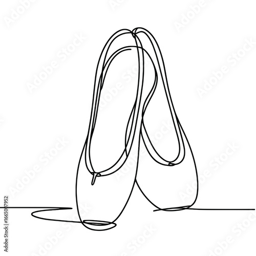 Ballet flats paired in minimal line art style on white background  