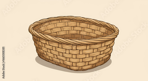 Woven wicker basket for storage and decoration with intricate handcrafted detail