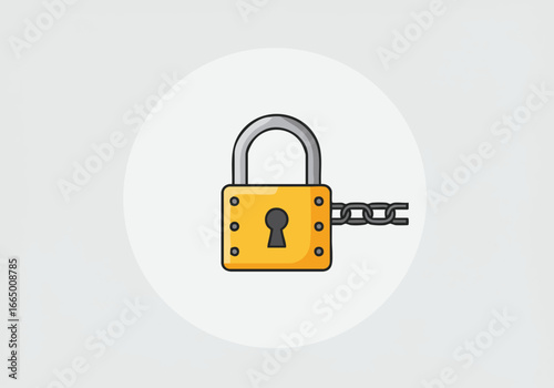 Padlock with Chain Security Safety and Protection Icon