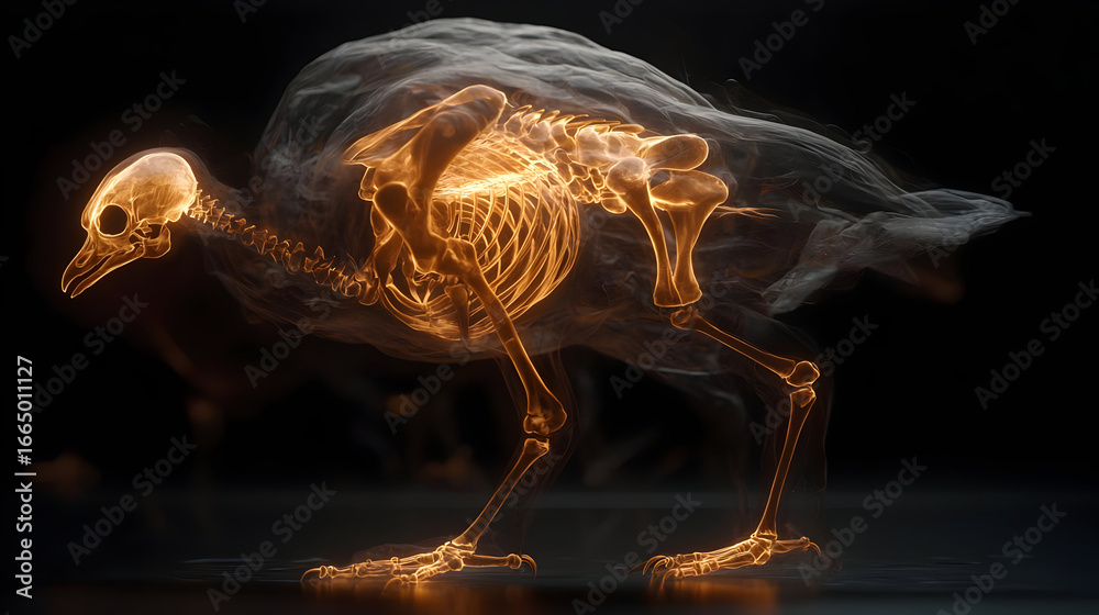 Obraz premium Glowing Chicken Skeleton Illustration
