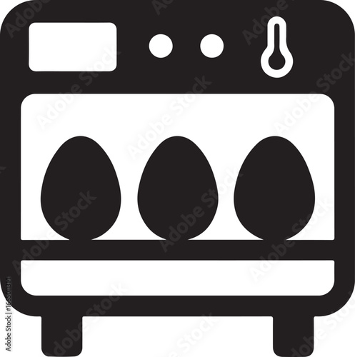 Egg incubator machine silhouette icon representing poultry hatching equipment, ideal for farm, agriculture, and automation.