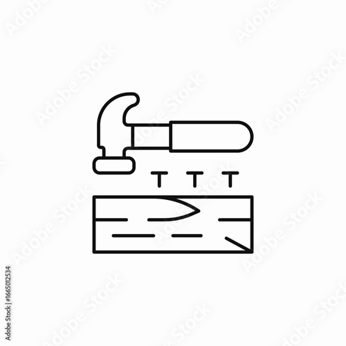 hammer nailing wood icon sign vector