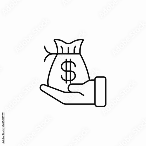 hand holding moneybag icon sign vector