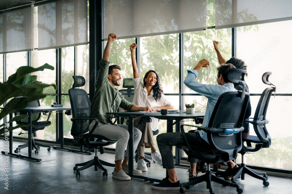 custom made wallpaper toronto digitalSuccess group of multiethnic entrepreneurs and business people achieving goals in corporate office